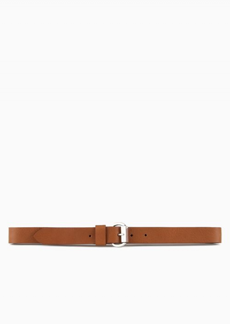 Buff Emporio Armani Chalet Capsule Collection Leather Belt With Buckle | EA-SN57449