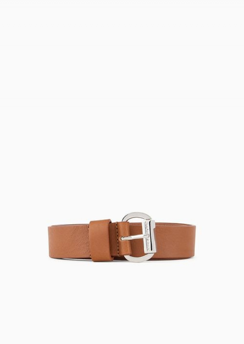 Buff Emporio Armani Chalet Capsule Collection Leather Belt With Buckle | EA-SN57449