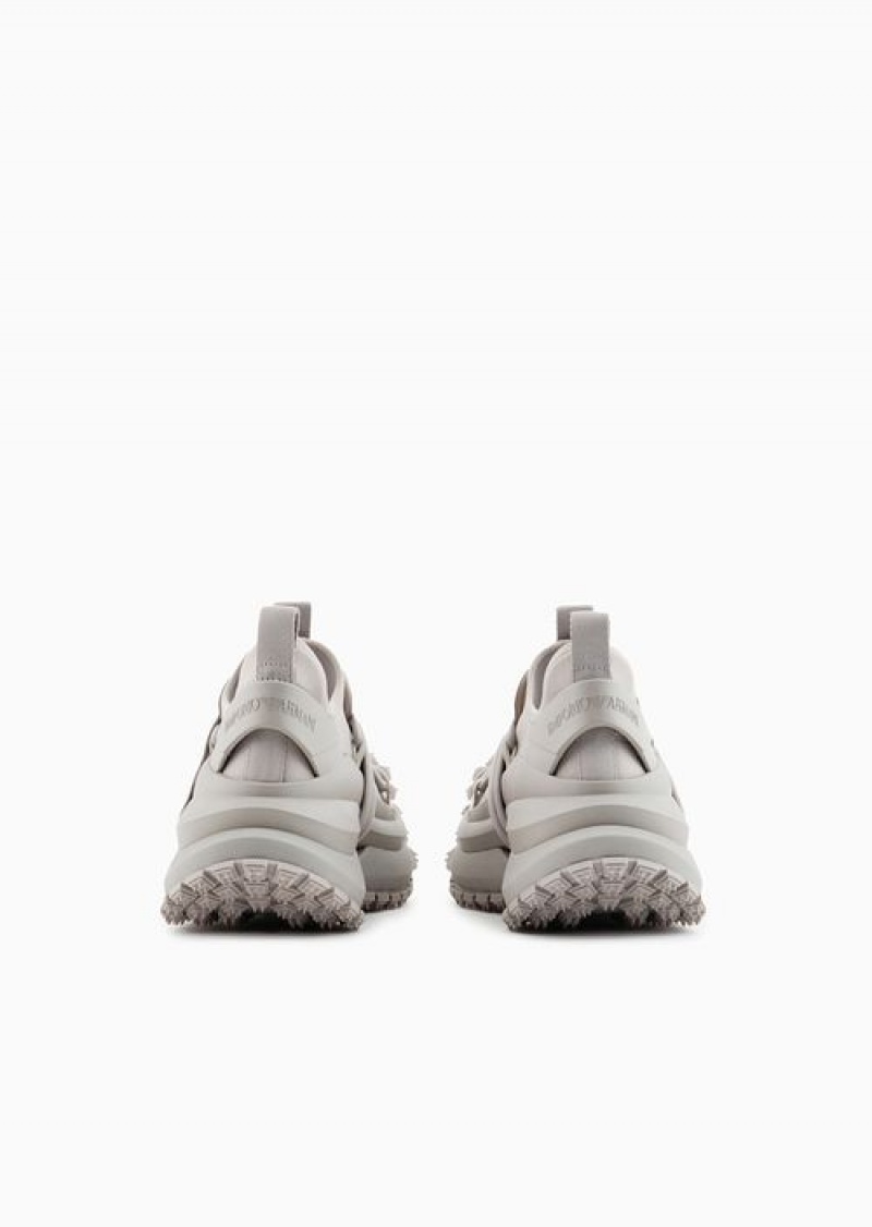 Buff Emporio Armani Nylon Sneakers With Scuba Details And Drawstring | EA-SN58919