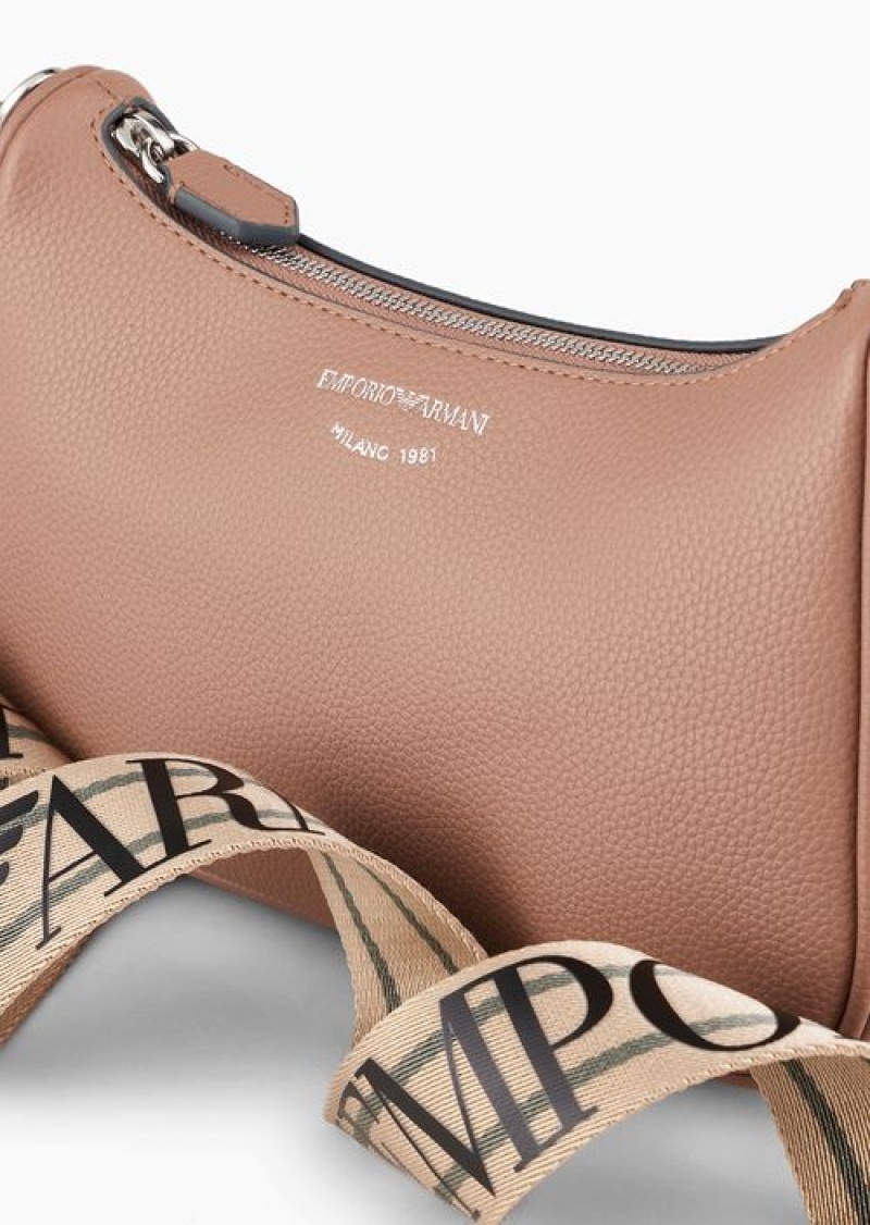 Camel Emporio Armani Baguette Bag With Deer Print | EA-SN57331