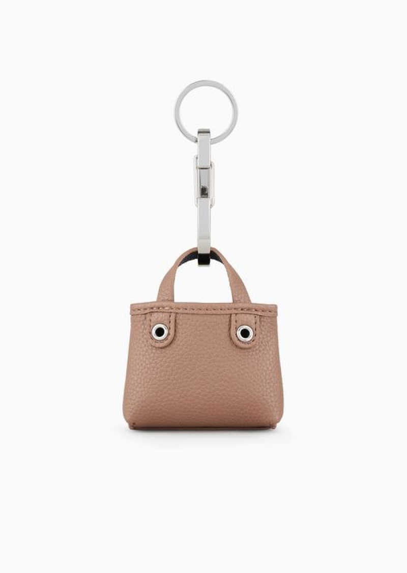 Camel Emporio Armani Deer-print Micro Myea Bag Charm | EA-SN57649