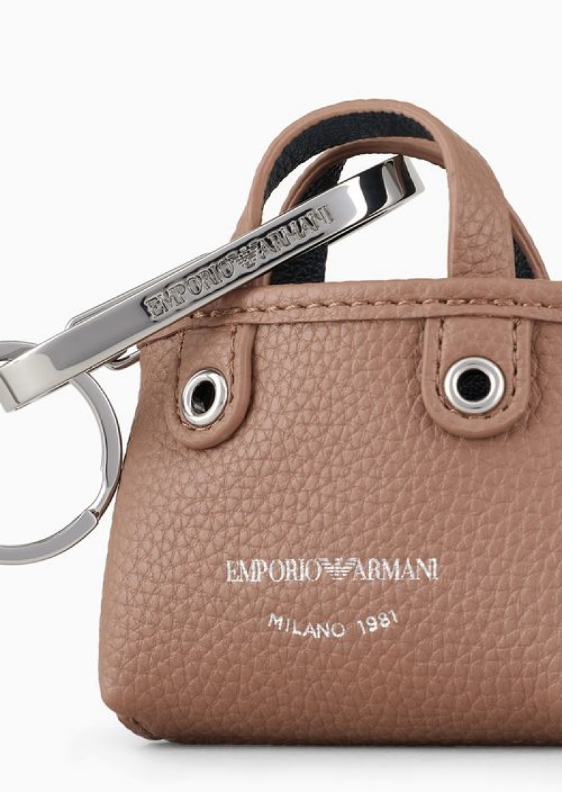 Camel Emporio Armani Deer-print Micro Myea Bag Charm | EA-SN57649