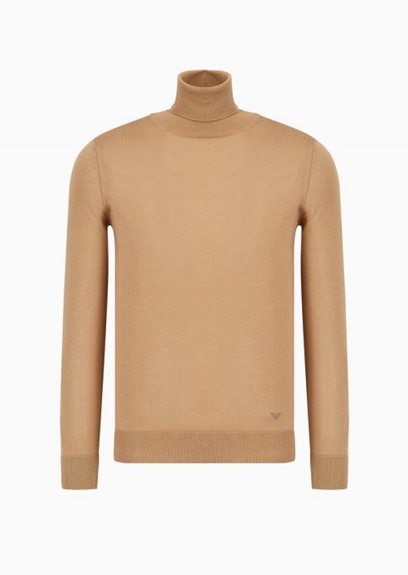 Camel Emporio Armani Pure Virgin-wool Rollneck | EA-SN56697