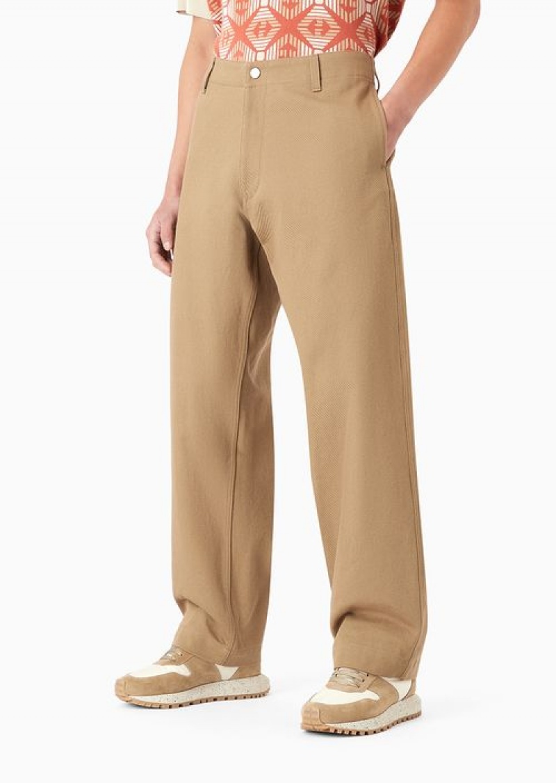 Camel Emporio Armani Sustainable Collection Organic Bull Trousers | EA-SN58357