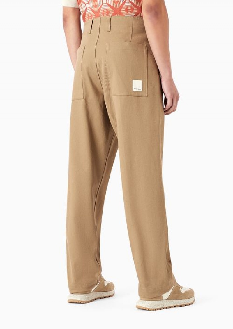 Camel Emporio Armani Sustainable Collection Organic Bull Trousers | EA-SN58357