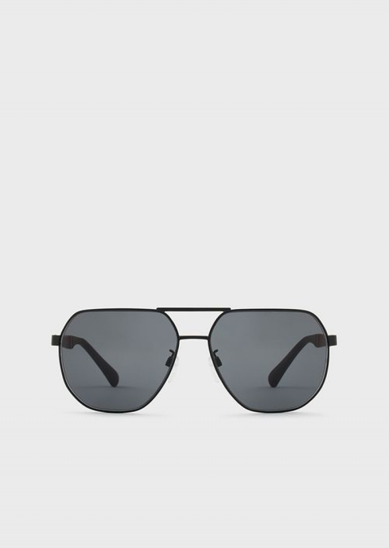 Dark Grey Emporio Armani Pilot Men’s Sunglasses | EA-SN59483