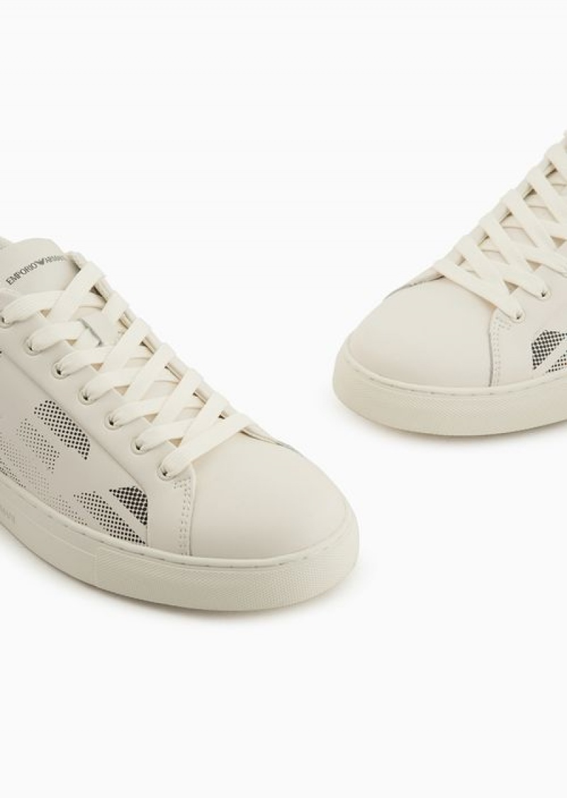 Deep Black Emporio Armani Asv Regenerated-leather Sneakers With Gradient Eagle | EA-SN58913