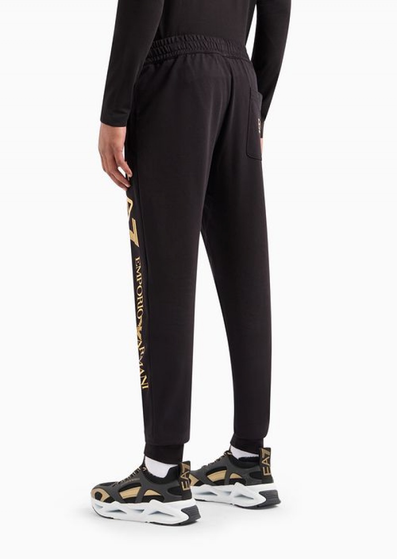 Deep Black Emporio Armani Cotton Logo Series Joggers | EA7-SN59857