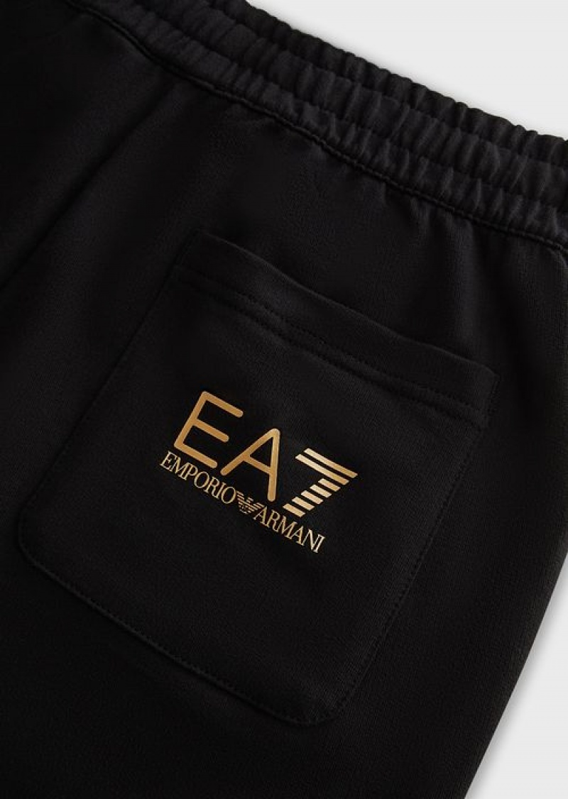 Deep Black Emporio Armani Cotton Logo Series Joggers | EA7-SN59857