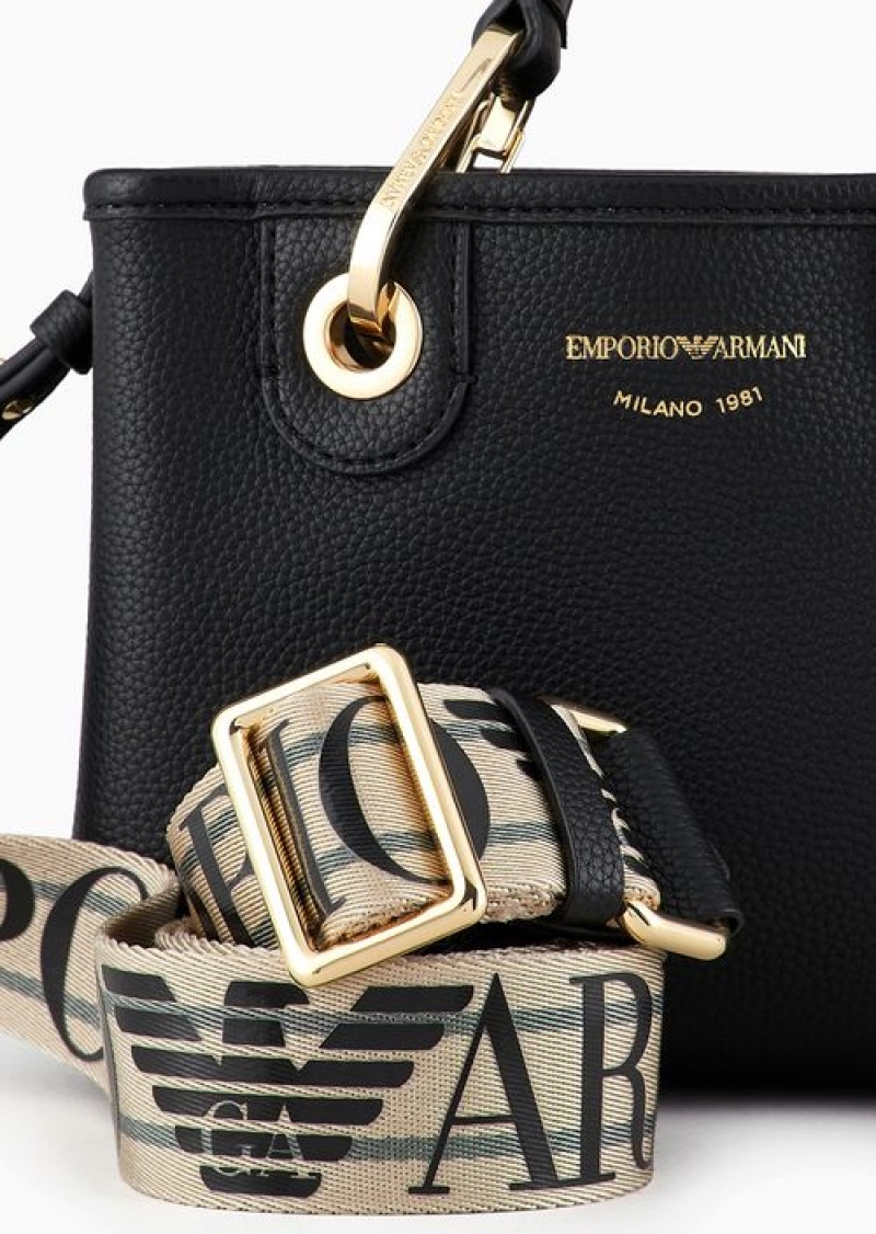 Deep Black Emporio Armani Deer-print Myea Mini Bag | EA-SN57280