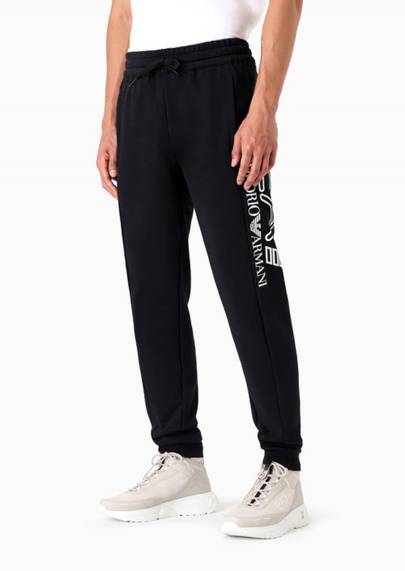 Deep Black Emporio Armani Pantaloni Jogger Logo Series In Cotone | EA7-SN59840