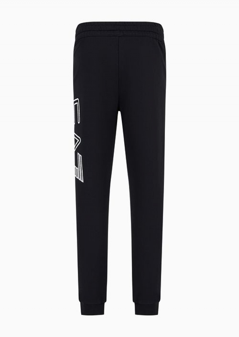 Deep Black Emporio Armani Pantaloni Jogger Logo Series In Cotone | EA7-SN59840