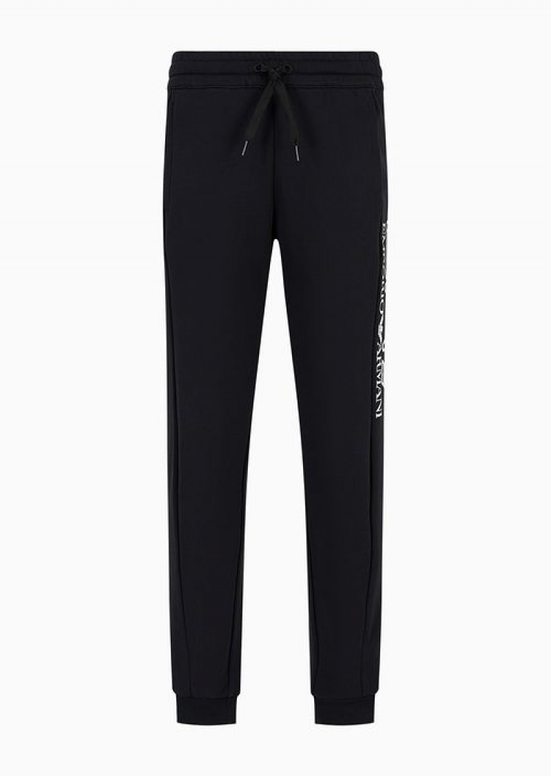 Deep Black Emporio Armani Pantaloni Jogger Logo Series In Cotone | EA7-SN59840