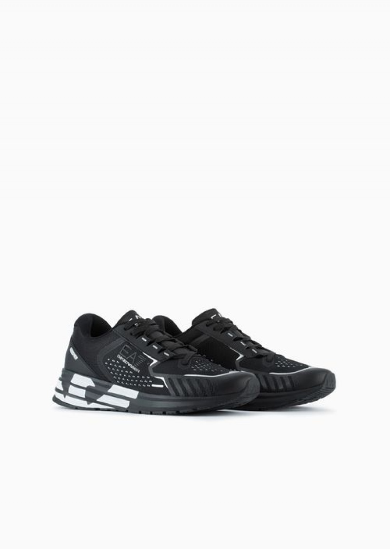 Deep Black Emporio Armani Reflex Crusher Distance Sneakers | EA7-SN59768