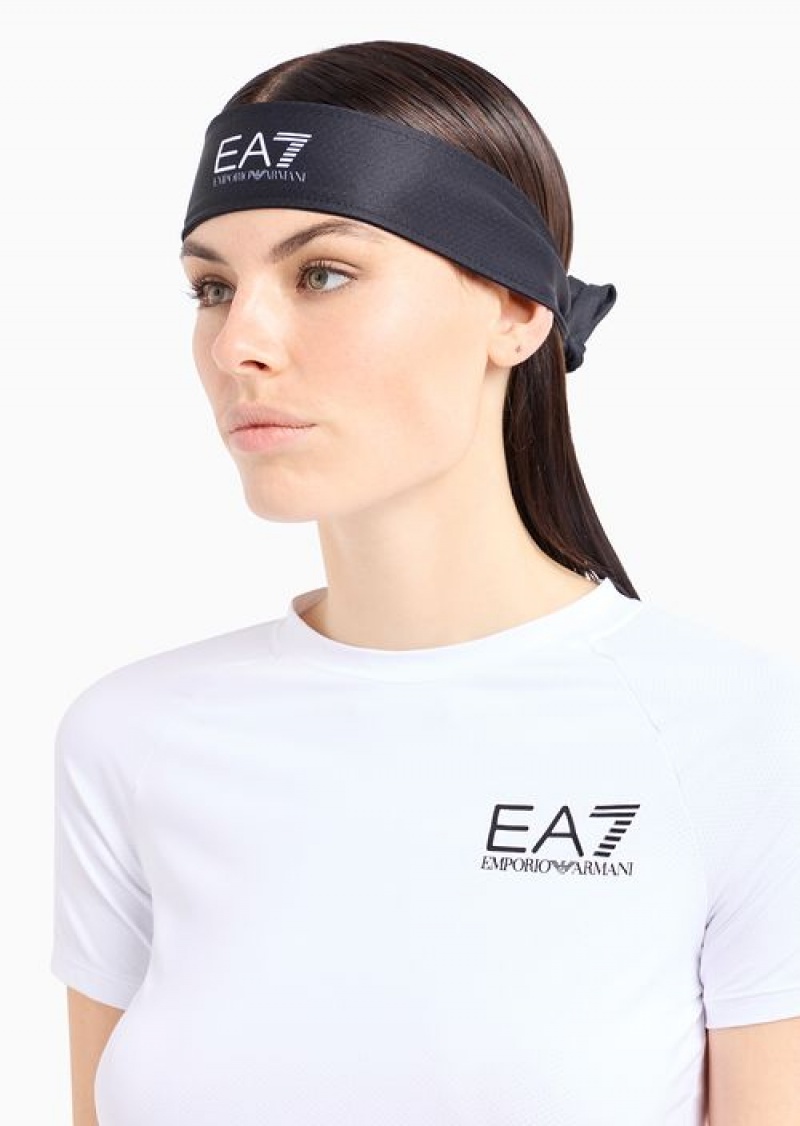 Deep Black Emporio Armani Tennis Pro Cotton-blend Headband | EA7-SN59684