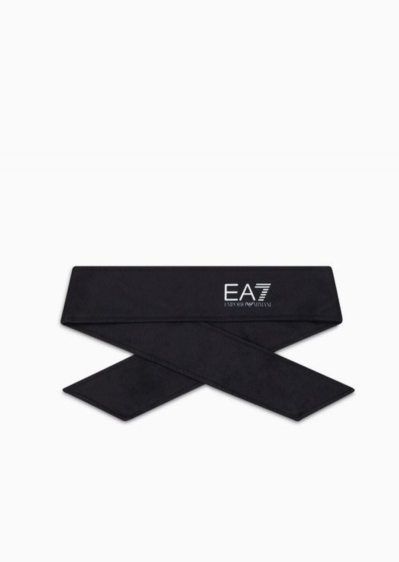 Deep Black Emporio Armani Tennis Pro Cotton-blend Headband | EA7-SN59684