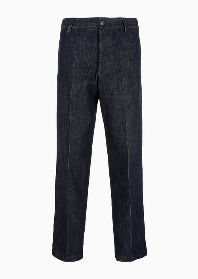 Denim Emporio Armani Chino Jeans With Contrasting Stripe In Rinse-washed Comfort Denim | EA-SN58321