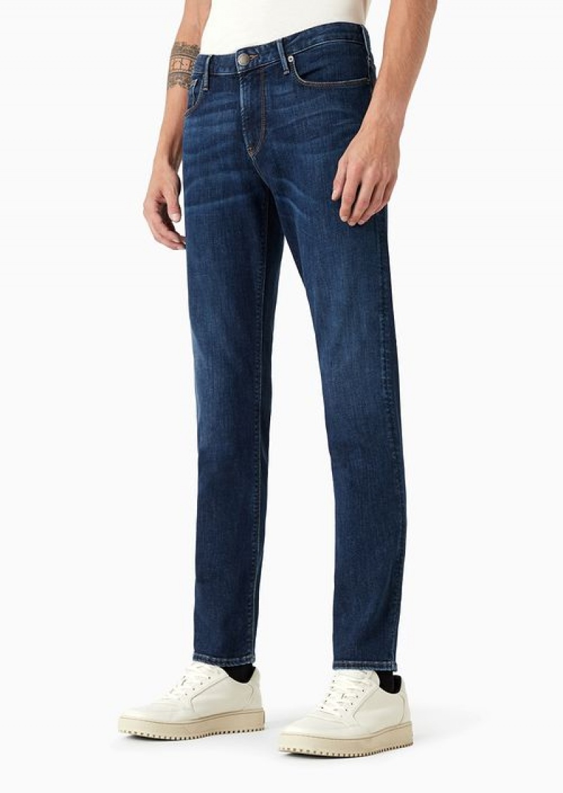 Denim Emporio Armani J06 Slim-fit, Washed, 11.5 Oz Comfort-denim Jeans | EA-SN58011