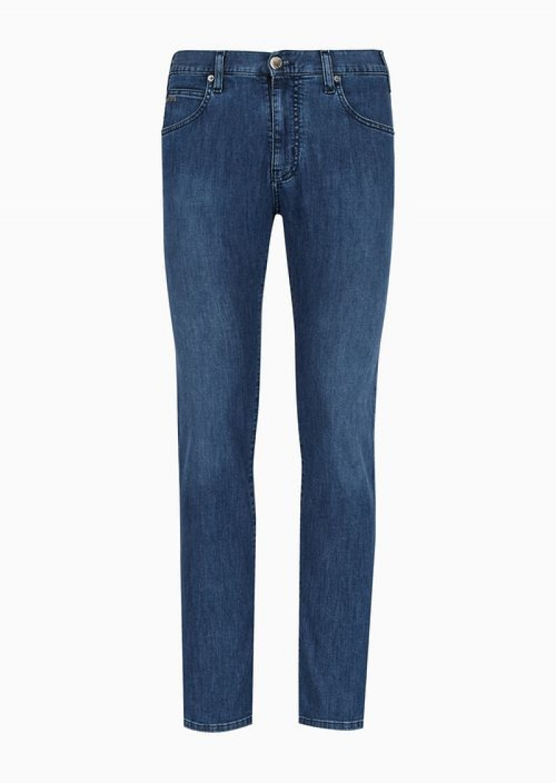 Denim Emporio Armani J45 Regular-fit, Worn-wash 8 Oz Denim Jeans | EA-SN57983