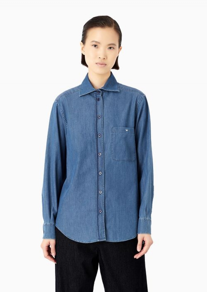 Denim Emporio Armani Stone-washed Denim Shirt | EA-SN56956