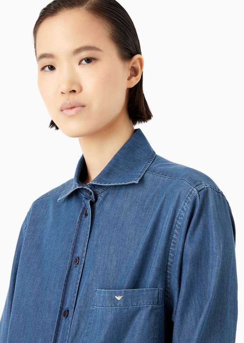 Denim Emporio Armani Stone-washed Denim Shirt | EA-SN56956