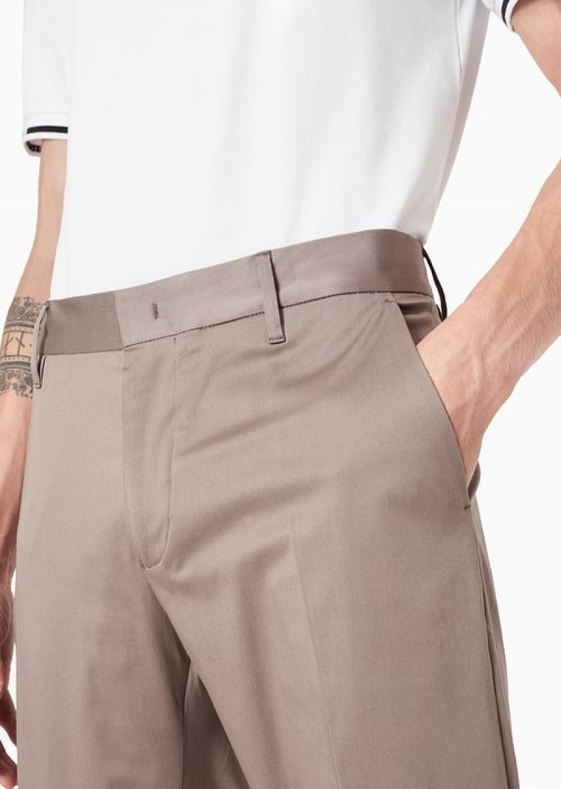 Dove Grey Emporio Armani Stretch-cotton Chinos | EA-SN58389