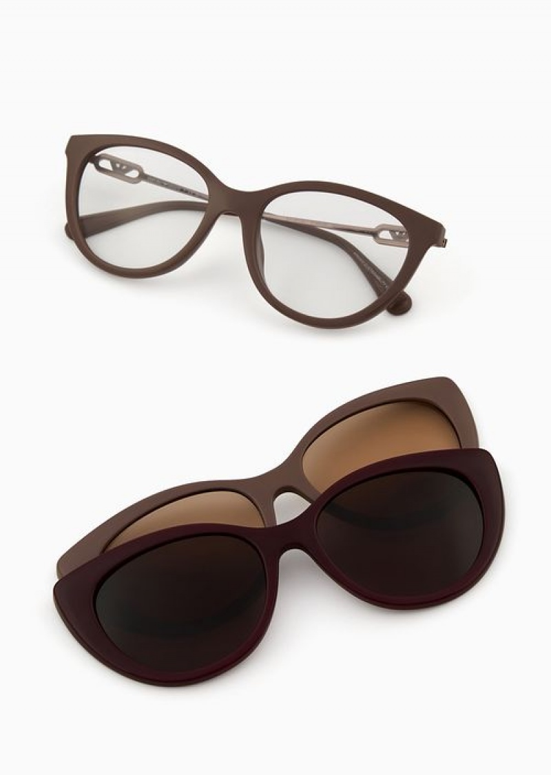 Dove Grey Emporio Armani Women’s Cat-eye Sunglasses With Interchangeable Lenses | EA-SN57724