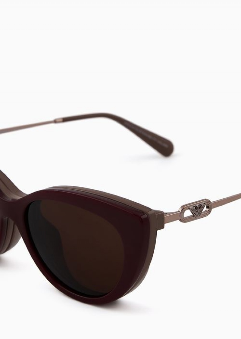 Dove Grey Emporio Armani Women’s Cat-eye Sunglasses With Interchangeable Lenses | EA-SN57724