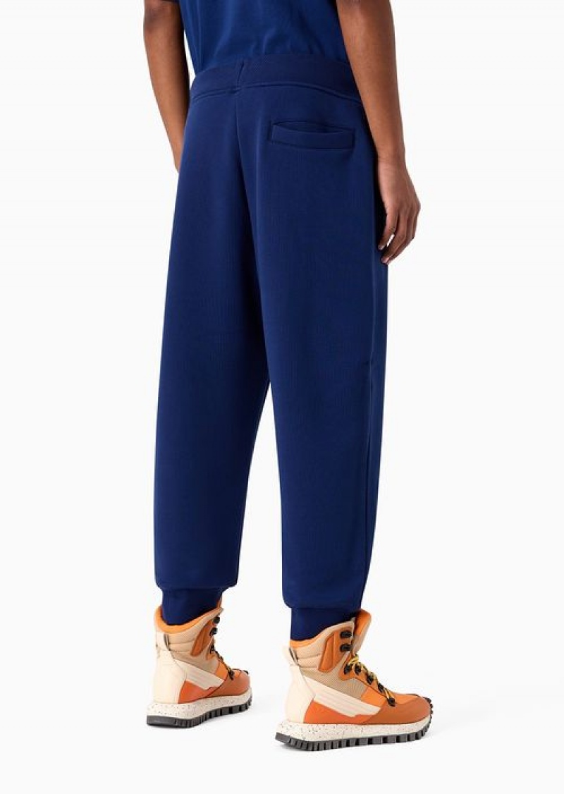 Electric Blue Emporio Armani Asv Capsule Organic-jersey Joggers With Drawstring | EA-SN58348