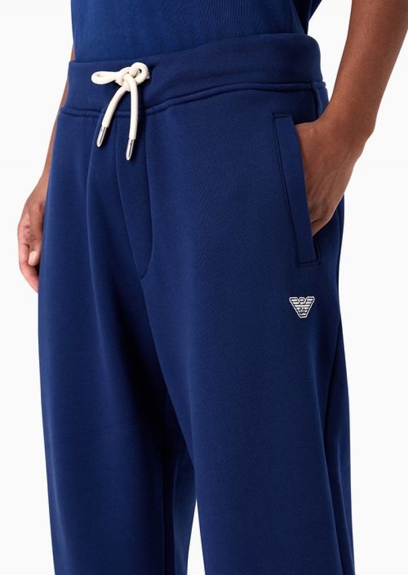 Electric Blue Emporio Armani Asv Capsule Organic-jersey Joggers With Drawstring | EA-SN58348