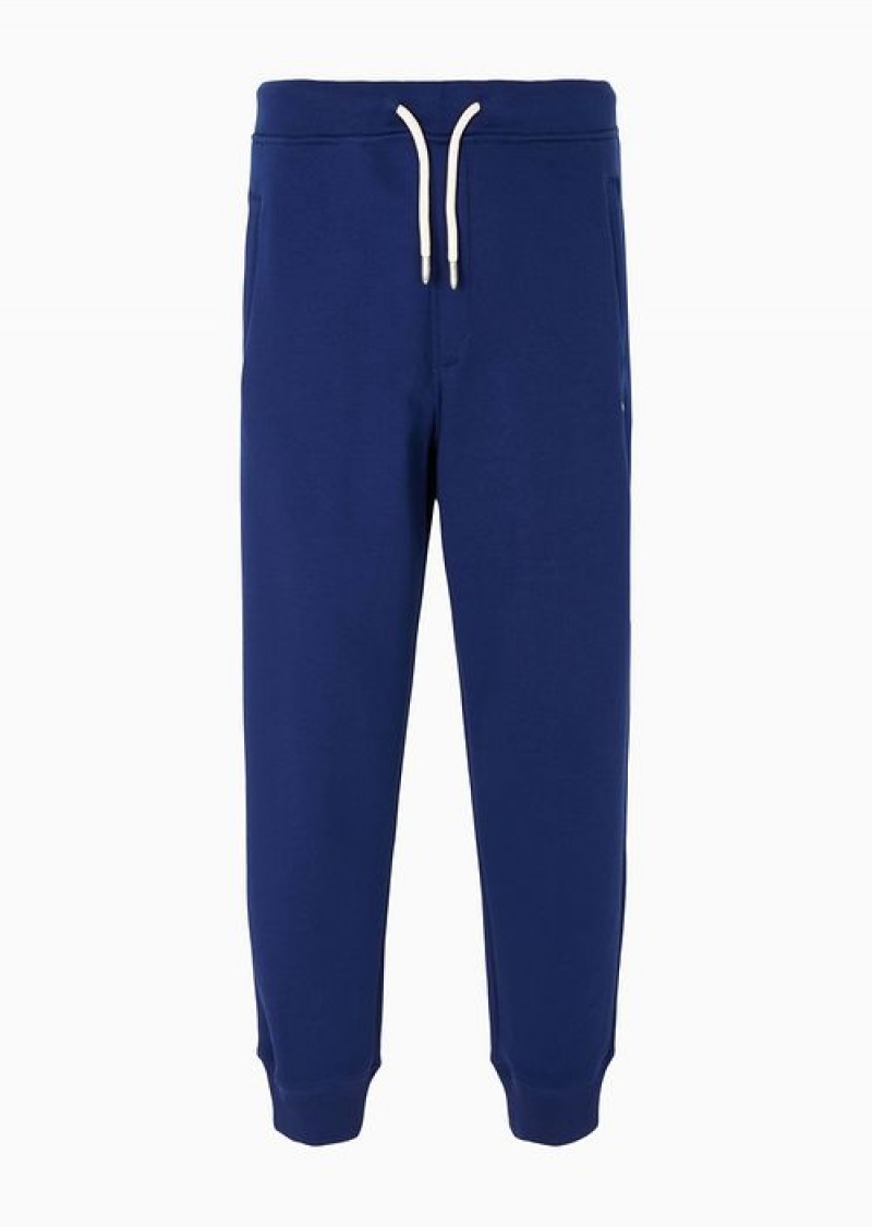 Electric Blue Emporio Armani Asv Capsule Organic-jersey Joggers With Drawstring | EA-SN58348