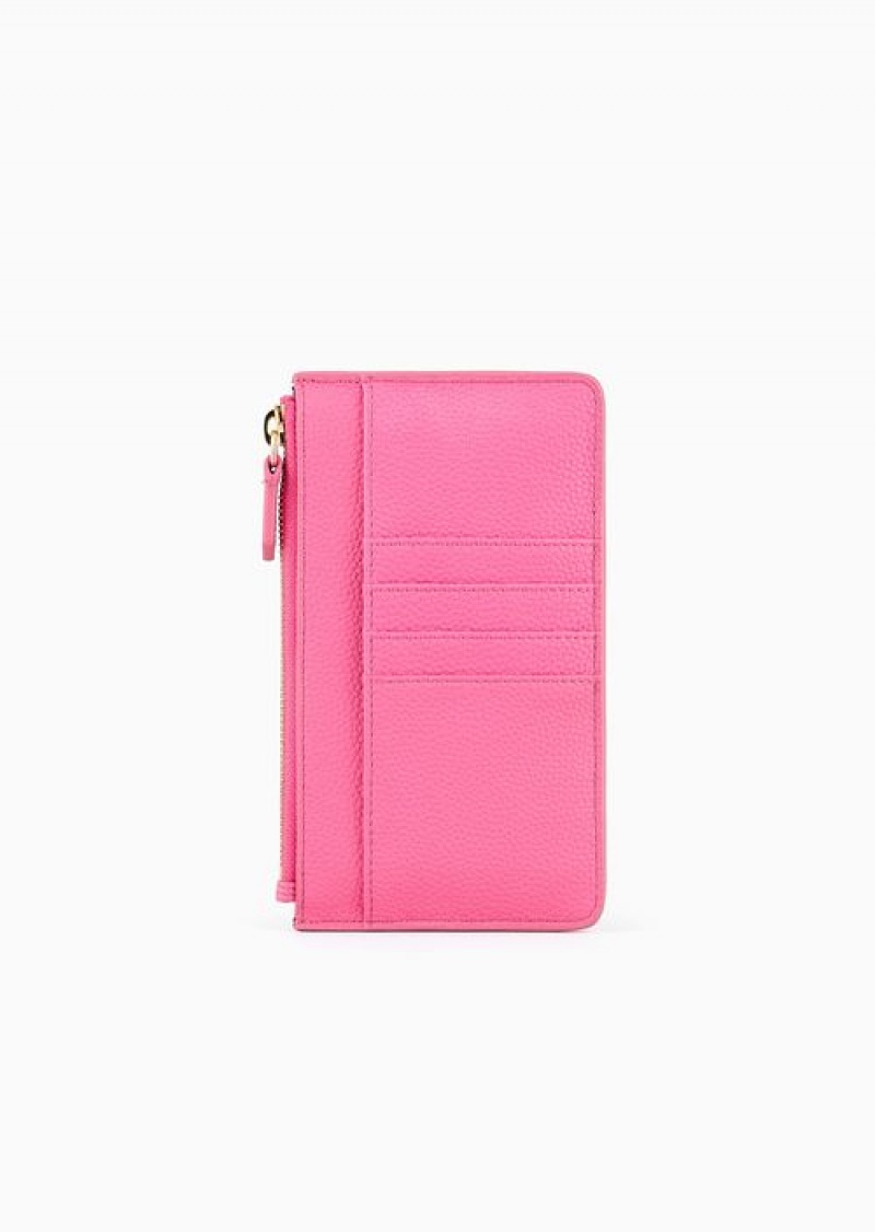 Fuchsia Emporio Armani Deer-print Myea Phone Case With Zip And Pockets | EA-SN57648