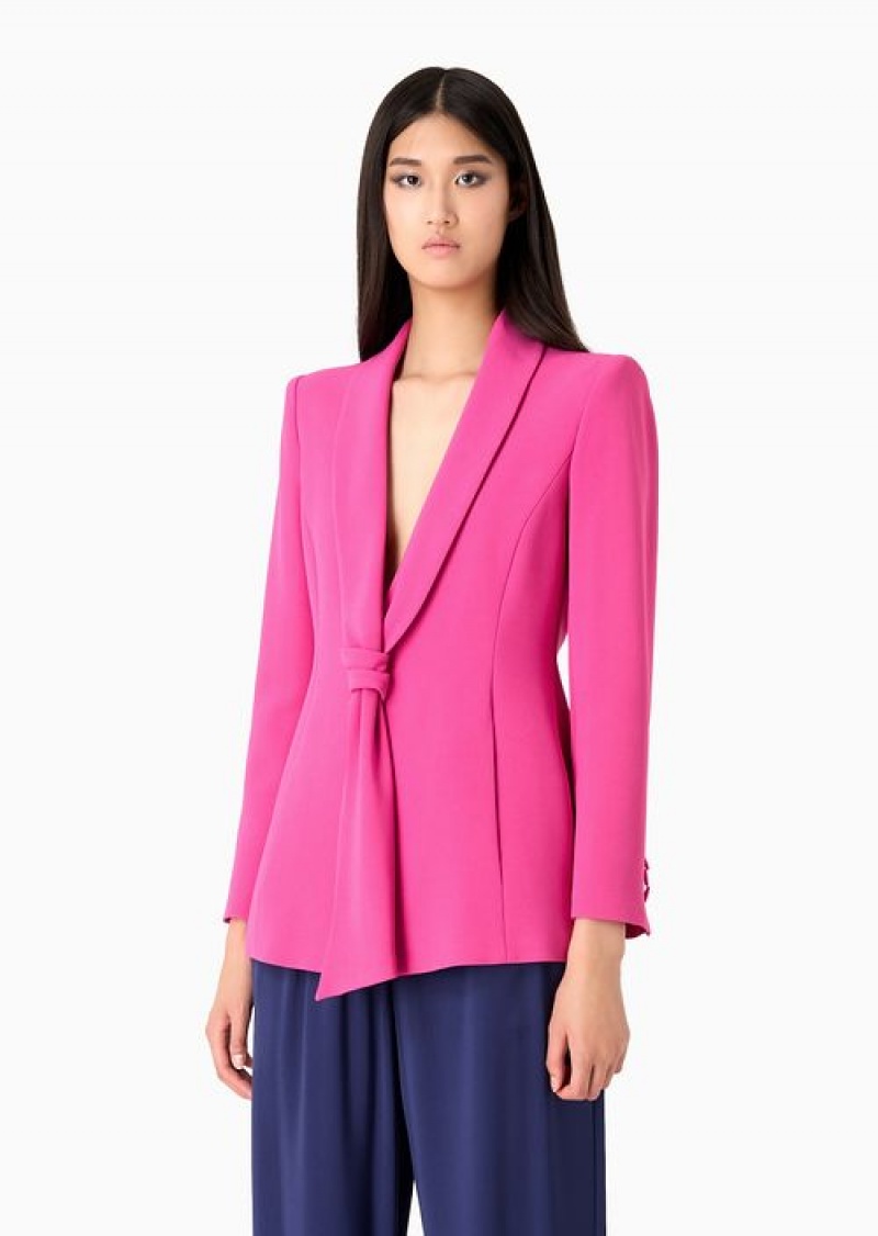 Fuchsia Emporio Armani Jacket With Foulard-effect Shawl Collar In CrêPe Cady | EA-SN56439