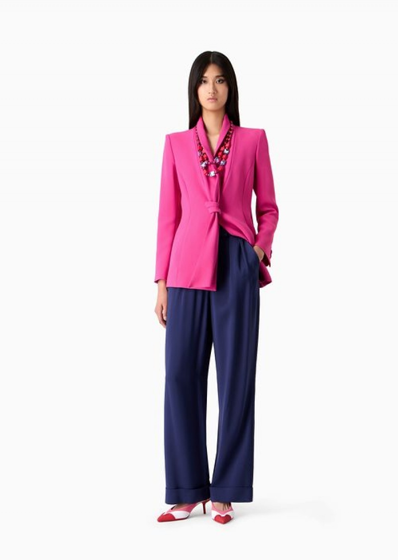 Fuchsia Emporio Armani Jacket With Foulard-effect Shawl Collar In CrêPe Cady | EA-SN56439