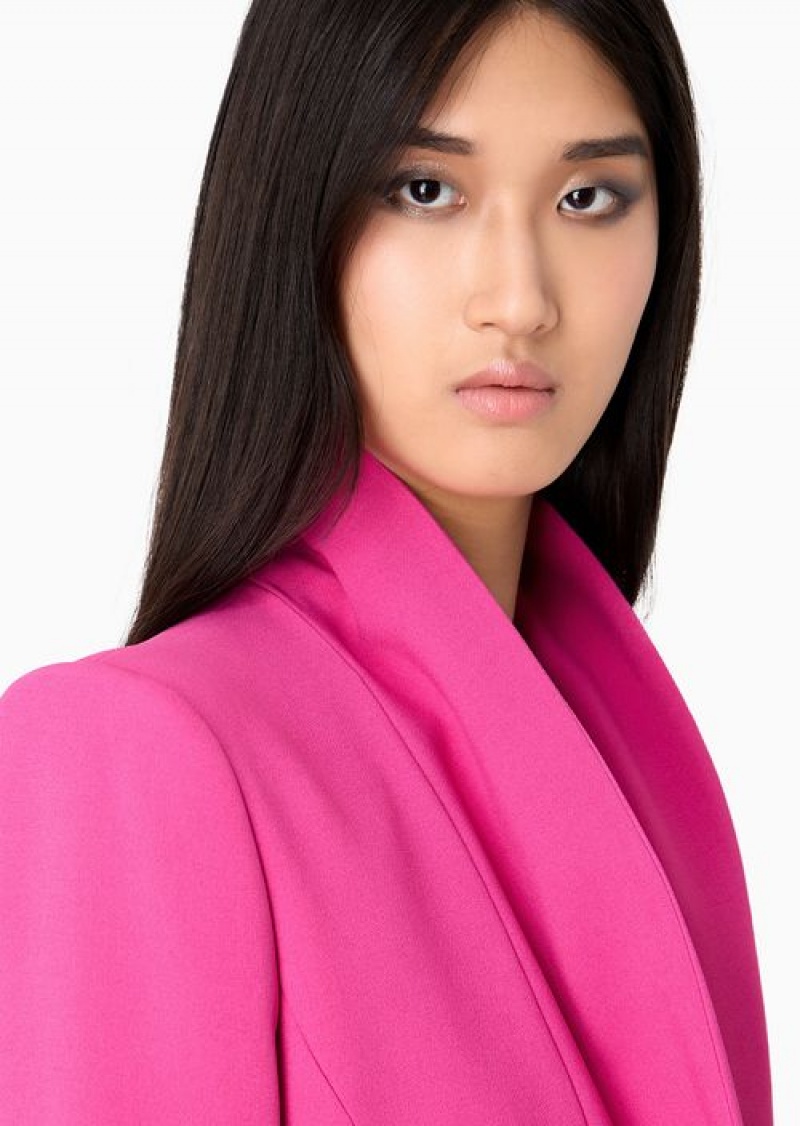 Fuchsia Emporio Armani Jacket With Foulard-effect Shawl Collar In CrêPe Cady | EA-SN56439