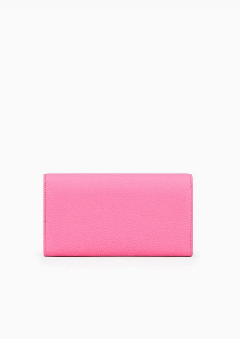 Fuchsia Emporio Armani Myea Wallet With Deer-print Flap | EA-SN57638