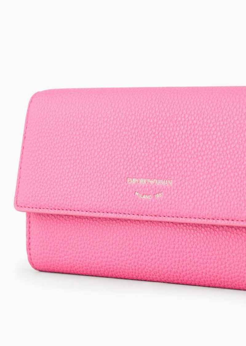 Fuchsia Emporio Armani Myea Wallet With Deer-print Flap | EA-SN57638