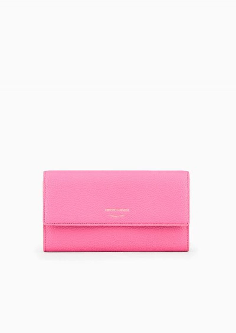 Fuchsia Emporio Armani Myea Wallet With Deer-print Flap | EA-SN57638