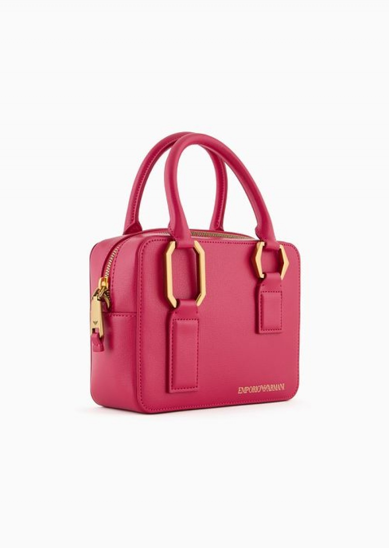 Fuchsia Emporio Armani Palmelato-finish Double Handle Bauletto Bag | EA-SN57391