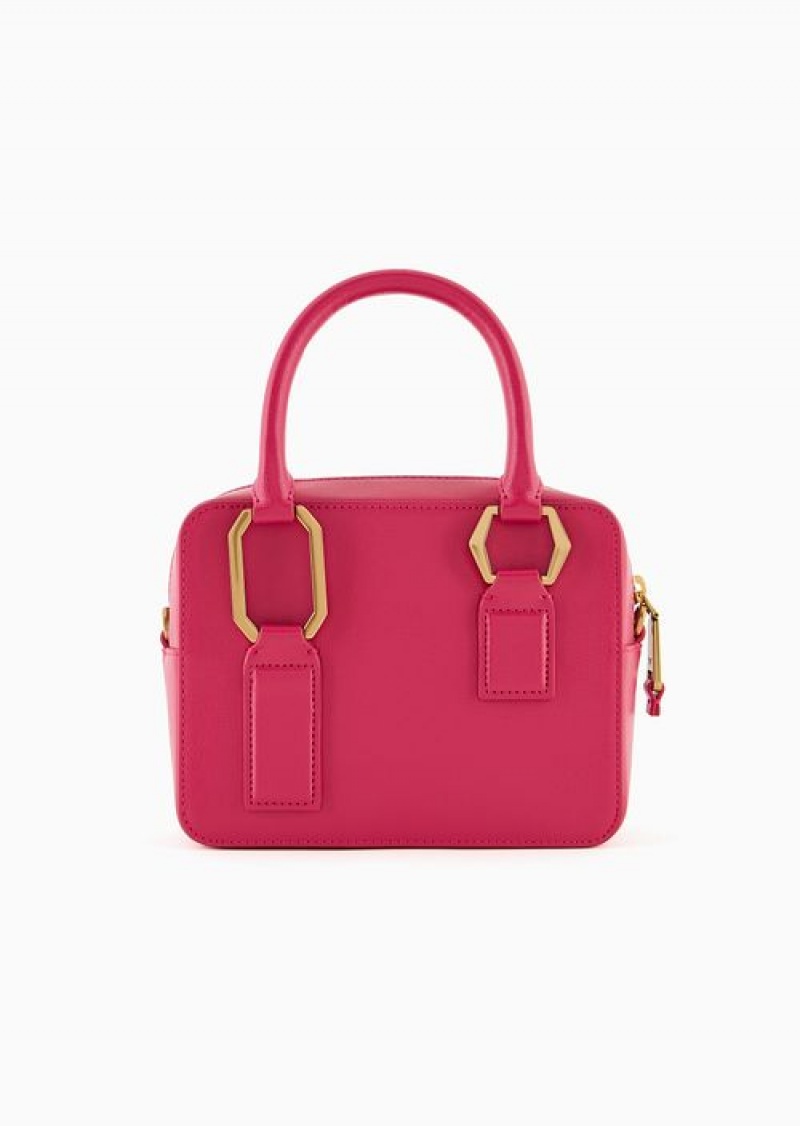 Fuchsia Emporio Armani Palmelato-finish Double Handle Bauletto Bag | EA-SN57391