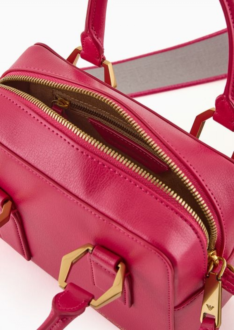 Fuchsia Emporio Armani Palmelato-finish Double Handle Bauletto Bag | EA-SN57391