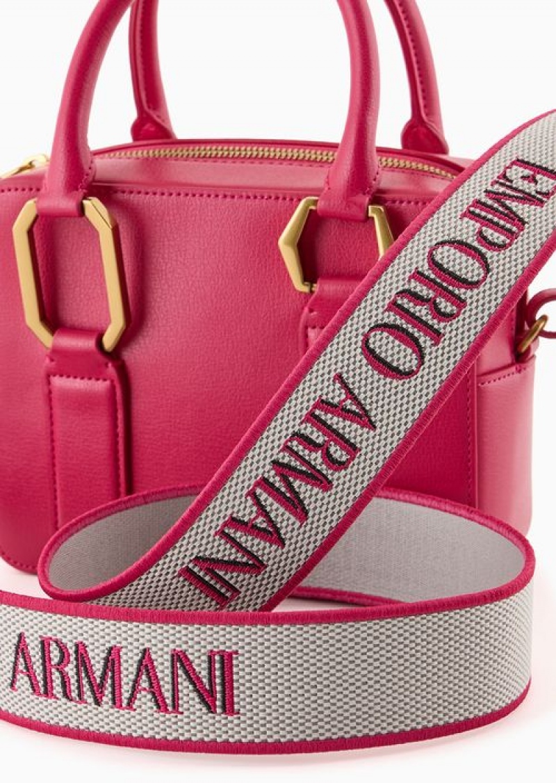 Fuchsia Emporio Armani Palmelato-finish Double Handle Bauletto Bag | EA-SN57391