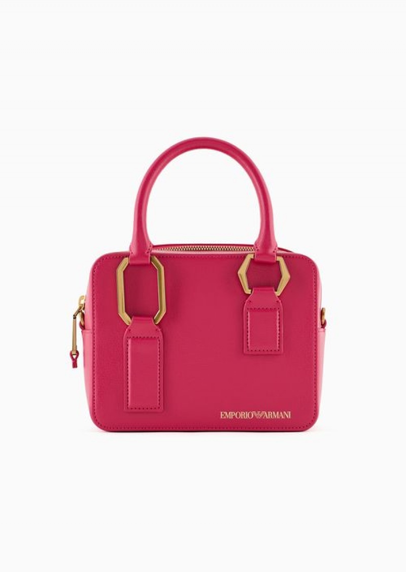 Fuchsia Emporio Armani Palmelato-finish Double Handle Bauletto Bag | EA-SN57391