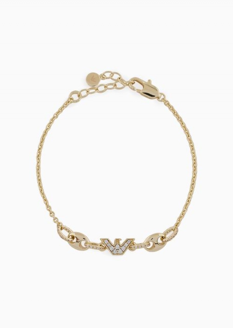 Gold Emporio Armani Gold-tone Brass Station Bracelet | EA-SN57549