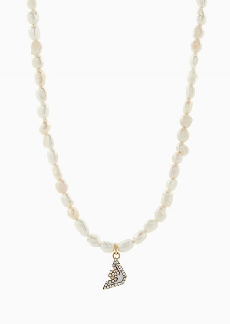 Gold Emporio Armani Gold-tone Stainless Steel Beaded Necklace | EA-SN57538