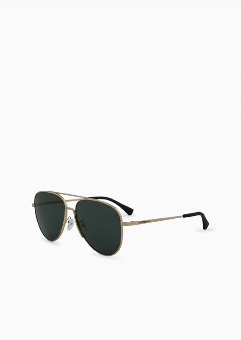 Gold Emporio Armani Men’s Aviator Sunglasses | EA-SN59406