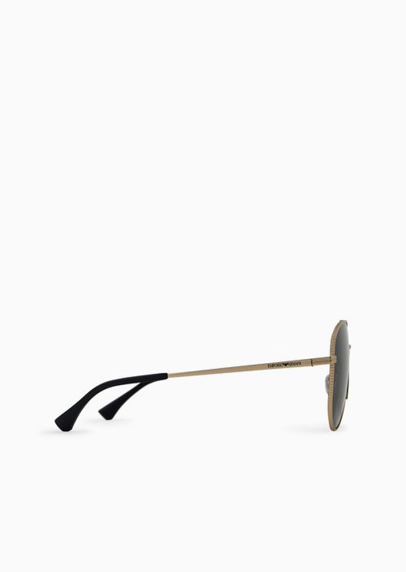 Gold Emporio Armani Men’s Aviator Sunglasses | EA-SN59406