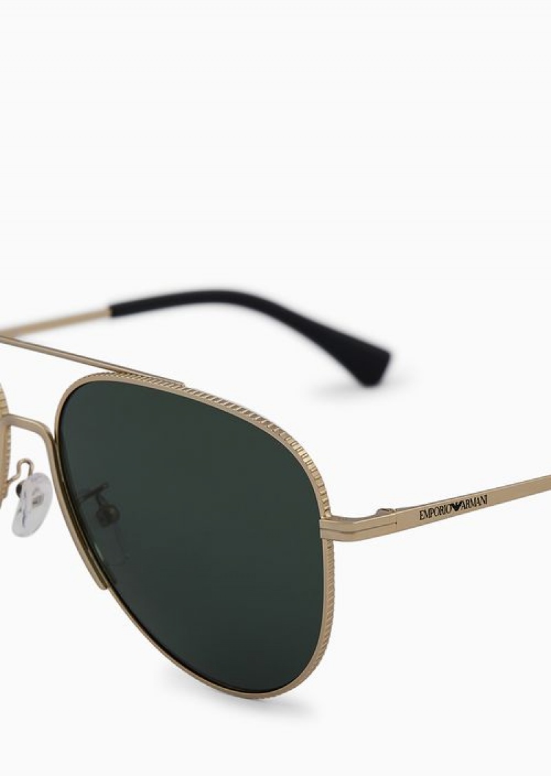 Gold Emporio Armani Men’s Aviator Sunglasses | EA-SN59406