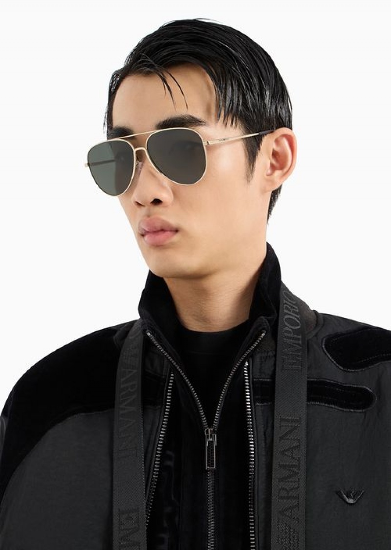 Gold Emporio Armani Men’s Aviator Sunglasses | EA-SN59406