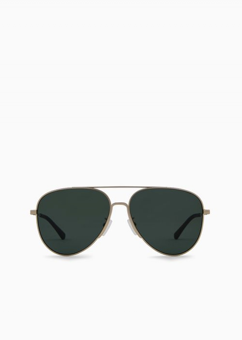 Gold Emporio Armani Men’s Aviator Sunglasses | EA-SN59406